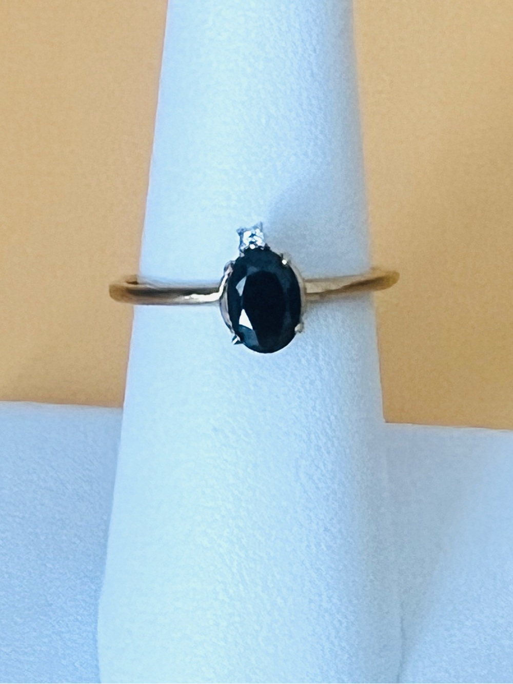 Adjustable Gold plated and Black Stone Ring